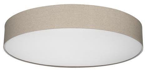 REV Deckenlampe - Deckenleuchte Schlafzimmer, Wohnzimmer & Küche rund 70cm mit Stoff-Lampenschirm im Vintage-Look, taupe