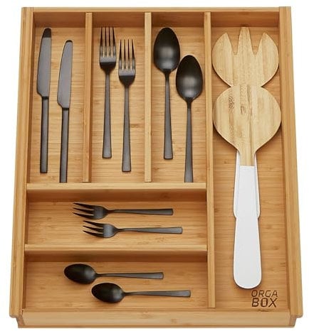 ORGA-BOX 3 Range-couverts BAMBOO pour tiroir 50 cm (473 x 397 mm) avec range-couverts en bois 6 compartiments pour cuisines Nobilia/Noblessa à partir d'août 2012