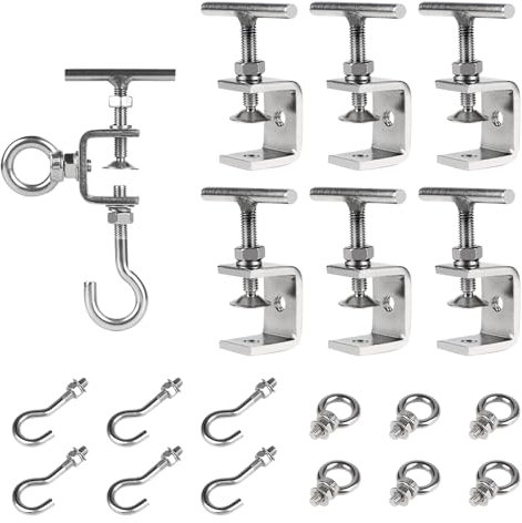 EXLECO 6 Pièces Serre-Joints en C Acier Inox 30MM Support de Fixation en C Robustes Pince de Fixation Super C Pinces en C 0-25mm Réglable Ouvertures de Mâchoire pour Travaux du Bois Soudage Menuiserie