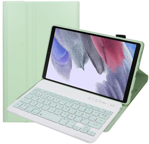 Bueuwe Tastatur Hülle für Samsung Galaxy Tab A7 Lite 8,7 Zoll 2021 (SM-T220/T227U) Mit S-Stift-Halter, 3 Betrachtungswinkel, Folio-Lederhülle Und Abnehmbarer Kabelloser Tastatur,Grün