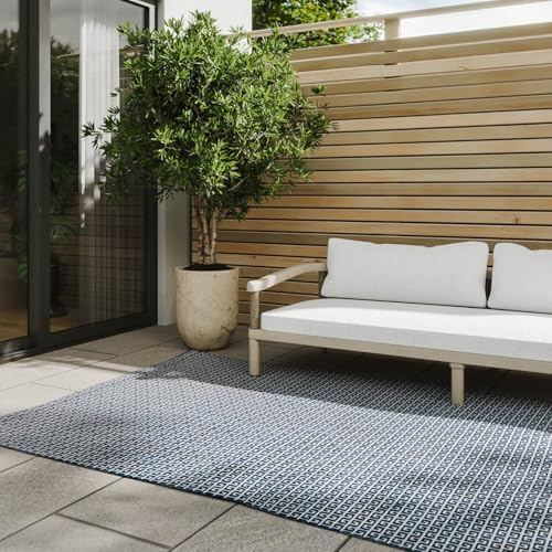 benuta Basic In- & Outdoor Teppich Lou - Blau 120x170 cm - Wetterfest & UV-beständig - Multifunktional für Balkon, Terrasse, Garten - Küchenteppich & Wohnzimmerteppich - Pflegeleicht Robust