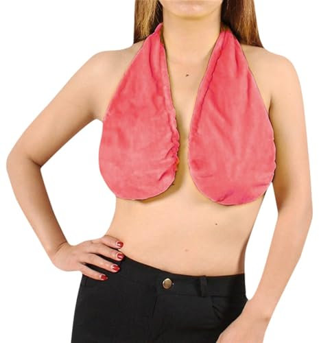 Damen Handtuch-BH, bequemer BH, solide, täglich, rückenfrei, lässig, Raffung, Anpassung, Yoga, Schlaf, großer BH, rot, Large