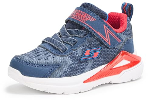 Skechers Jungen Microspec Max Brisk-Stripe Slip-InTurnschuhe, Navy Textile/Synthetic/Blue & Orange Trim, 37 EU