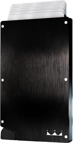 Flossty Porte Cartes RFID Blocage:(Bouton Caché2e Gén) Portefeuille Homme Femmes Minimaliste – Design Ergonomique Protection Carte Bancaire sans Contact Noir Rose (Design en Métal Brossé)