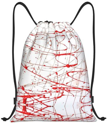 Kycvds Rucksack mit Kordelzug, für Damen und Herren, Rot, Schwarz, Small