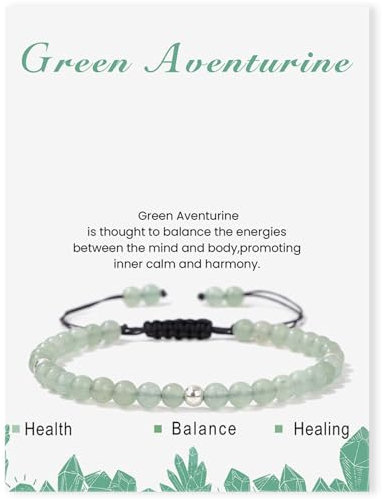 APMGONT Natural Stone Healing Crystal Bracelets Gemstone Bead Bracelets for Women Adjustable Natural Stone Bracelet Yoga Meditation Gifts Friendship Birthday for Women Teen Girls (Green Aventurine)