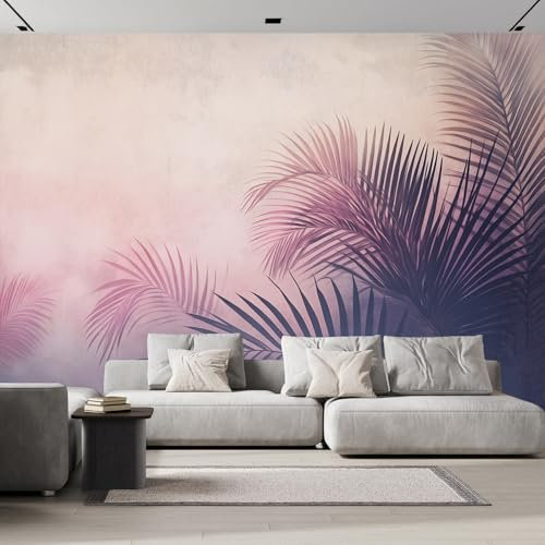 Papier Peint Panoramique Feuilles De Palmier Violettes Feuilles Usine Soie, 350× 256 cm Poster Geant Mural Personnalisé 3D pour Salon Chambre Chambre d'enfants Décoration Murale
