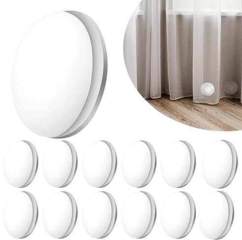 XoeLLe 12 Pares Pesos de Cortina Magnéticos, Imanes de Cortina de Ducha, Redondo Pesos para Bajos de Cortinas, Pesos Magnéticos Redondos para Cortinas, Redonda Pesos de Mantel (Blanco)