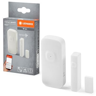 LEDVANCE SMART WIFI sensore di contatto intelligente per la smart home da interno, senza cavo, bianco, controllo tramite app, batteria ricaricabile integrata e ricarica semplice tramite USB-C