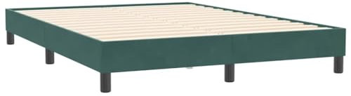 vidaXL Boxspringbett ohne Matratze Dunkelgrün 140x210 cm Samt, Bett, Bettgestell, Doppelbett, Schlafzimmermöbel, Bettrahmen, Samtbett, Polsterbett