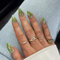 Chrome Green False Nails Almond, SXVME Glazed Chrome Press On Nails Medium Stiletto, Glitter Shine Fake Nails Medium Cute, Spring Acrylic Stick on Nails for Women Daily & Party Wear