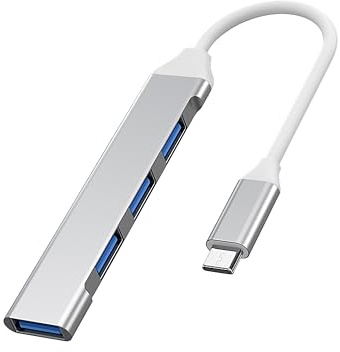 PREMIUMCORD SuperSpeed USB-C Hub auf 4X USB A, Datenübertragung 3.2 Gen1 5Gbit/s, Typ-C Stecker, Laden von 5V, für PCs, Laptops, Tastaturen, Mäuse, SSDs, Metallgehäuse, Länge: 15 cm
