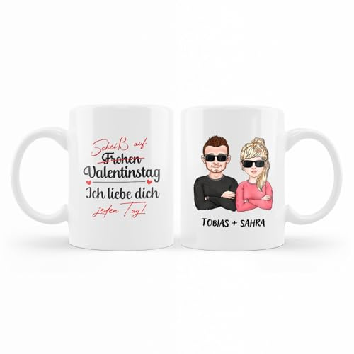 Love Faith personalisierte Paar-Tasse 325 ml - Valentinstag - Namen & Druck | Hochwertige Keramiktasse mit individuellem Motiv - Wähle Druck & Namen - Romantisches Paar-Geschenk, 325ml