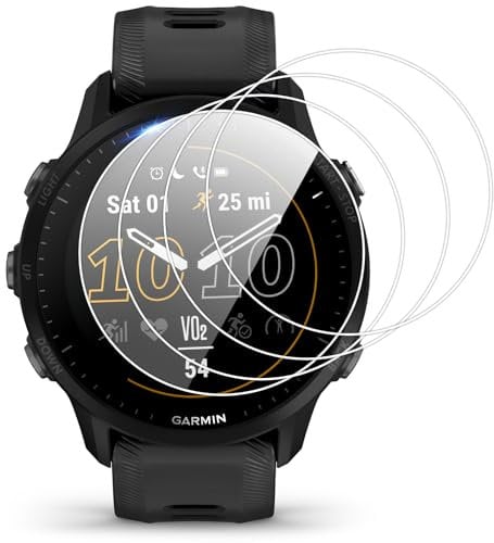 Vauki 4 Pezzi Pellicola Protettiva per Garmin Forerunner 955/955 Solar Vetro Temperato,9H Durezza Anti-Graffio HD Trasparente Senza Bolle Vetrino Protezione per Garmin Forerunner 955/955 Solar