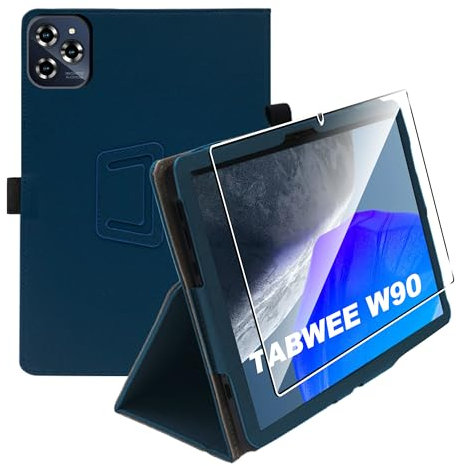 zZjoOoj Case Compatible with Tabwee W90 / TABWEE T90 11 Inch Tablet Protective Case, Tablet Protection Bundle with 1 Piece 9H Hardness Anti-Scratch Film, Vertical Stand Function, Navy Blue