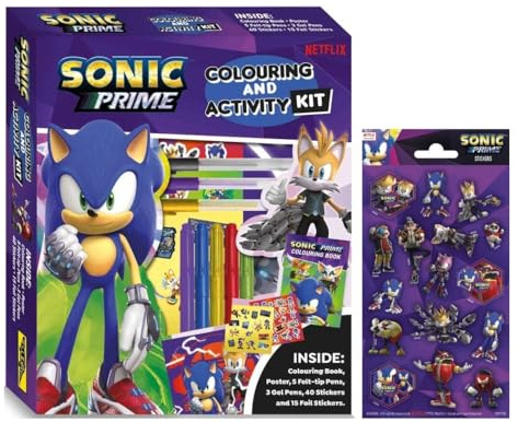 Anila's Sonic Activity Set with Colouring & Activity Kit and Glitter Stickers