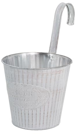 DARO DEKO Metall Hängetopf weiß Ø 16cm Blumentopf hängend Balkon Übertopf