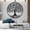 Metal Tree of Life Wall Art Outdoor Large Tree Metal Wall Decor Tree of Life Art Family Tree Nature Decoration for Bedroom Nursery Office Home Garden (Black, 19.7x19.7 inch/50x50 cm, Framed)