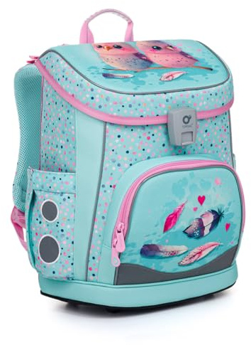 Schulranzen für Mädchen ab 1. Klasse Kinder Schultasche Erstklässler Ergonomisch Schulrucksack für Erste Klasse Grundschule Ranzen Tornister mit Reflektoren 22L Stauraum Standfest Rosa Blau (Vögel)