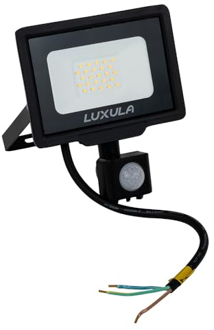 LUXULA LED Strahler Bewegungsmelder außen 20W 2000lm, 3000K Warmweiß | wasserdicht, Fluter, Außenstrahler für Garten, Garage und Werkstatt, Wandleuchte, LED Flutlicht, schwarz