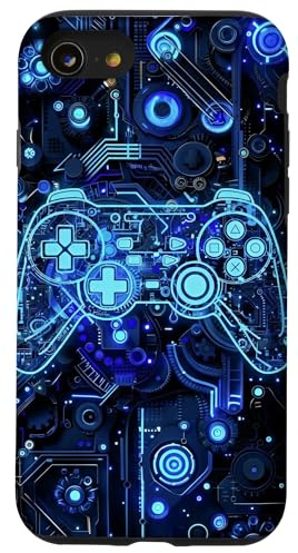 Gamer Blue Gaming Graphic Videospiel-Controller Hülle für iPhone SE (2020) / 7/8