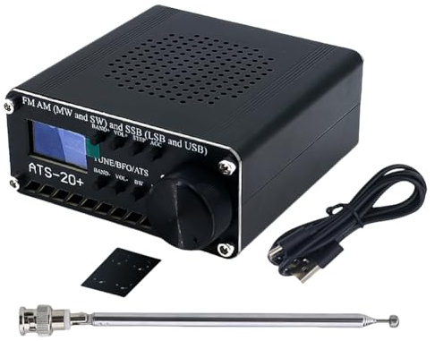 EcoGleam Ricevitore professionale ATS-20+, ricevitore digitale leggero a banda mondiale, ricarica USB, ricevitore FM AM MW SW LSB per viaggi, campeggio, escursionismo