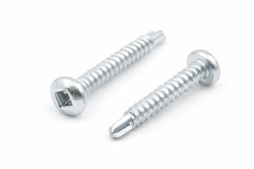 Design61 200 tornillos autorroscantes de cabeza semicircular, cuadrado interior, 3,5 x 9,5 mm, acero endurecido, galvanizado, resistentes a la corrosión, para madera y construcción de metal