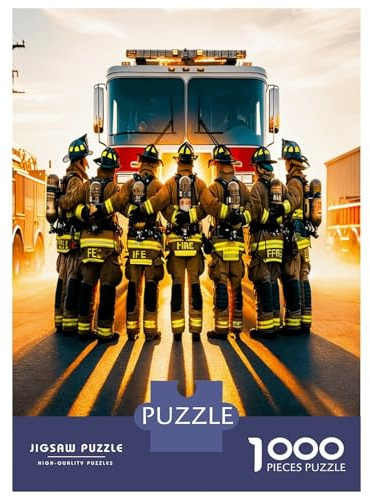 Feuerwehrteam LKW 1000 Stück Puzzle Für Erwachsene Tapferes Feuer-Teamwork Puzzle Extra Dicke Pappe – Stressabbau Reise, Erwachsene Kinder Ab 12 Jahre Gehirntrainin 48x33cm/1000pcs
