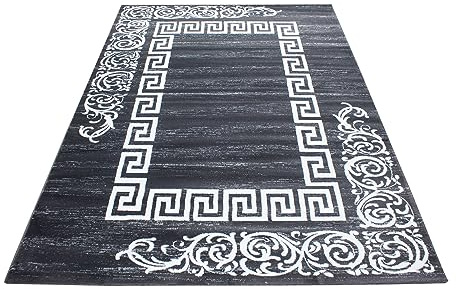 KADIMA DESIGN Designteppich Mäander Barock Pflegeleicht Praktisch Waschbar Belastbar Strapazierfähig Grau 120x170 cm Wohnzimmer Flur Oeko-TEX Zertifiziert | Aspen