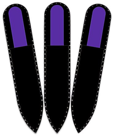 Mont Bleu Colour Crystal Nail File in Black Pouch - Small - Purse Size - Czech Tempered Glass - Handmade in Czech Republic