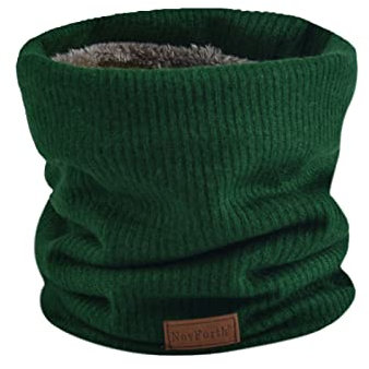 NovForth Neck Warmer Double-Layer Fleece Lining Knit Winter Infinity Scarf Chunky Thick Windproof Circle Loop Scarves Green