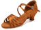 YKXLM Scarpe da Ballo Latino Americano Donna con Punta Aperta Scarpe Danza Latina Bambina con Tacco 4cm,Marrone,32 EU