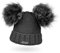 Neverless® gefütterte Damen Strickmütze mit Doppel-Fell-Bommel und Fleece Futter, Winter-Mütze, Bommelmütze dunkelgrau
