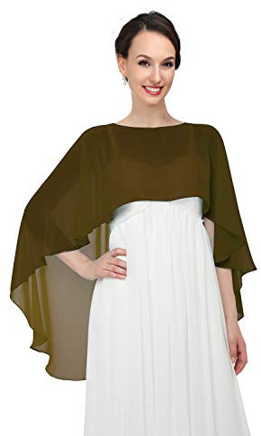 Pukguro Sheer Schals und Wraps für Abendkleider Chiffon Umhänge für Frauen Weiche Hochzeit Cover Up, Braun, Einheitsgröße