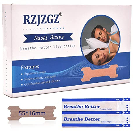 RZJZGZ Nose Strips for Breathing, Breathe Right Nasal Strips,200Pcs,55x16mm | 200 Count, Anti Snoring, Breathe Better, Good Sleeping