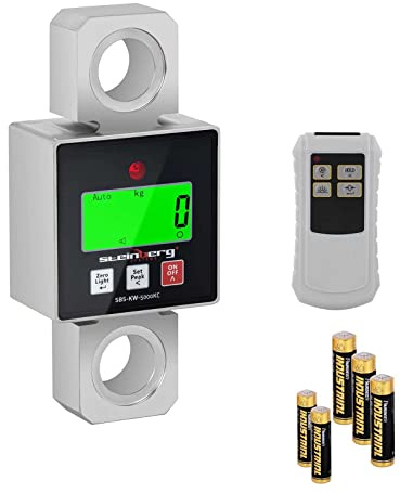Steinberg Systems Dinamometro Digitale Bilancia Sospesa SBS-KW-5000KC (5.000 kg, Da 1 a 2 kg, Acciaio legato, Plastica, 24 h, LCD con retroilluminazione)