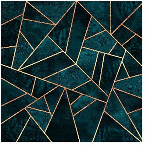 Bilderwelten Fototapete Motiv - Dunkles Türkis mit Gold - Vliestapete Quadrat 336 x 336cm