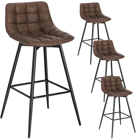 WOLTU 4er Set Barhocker Barstuhl Hocker Tresenhocker Bistrohocker Design Stuhl Kunstleder Metall Braun BH249br-4