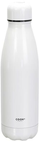 Cook Concept - Bouteille de Transport 50 Cl Blanc - Inox - Chaud/Froid - Double Paroi - Dimensions : 25.8 X 7 X 25.8 cm Ka4637
