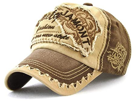 CHENNUO Vintage Basecap Distressed Snapback Caps Trucker Hat Baumwolle Baseball Cap Freizeit Outdoor Kappe Unisex (Braun-3)