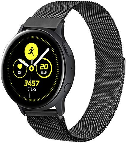 ZGCE Kompatibel mit Samsung Galaxy Watch Active/Active 2 40mm/44mm Armband, 20mm Edelstahl Mesh Metall Uhrenarmband für Gear Sport/S2 Classic/Garmin Vivo Active 3/Watch 3 41mm (20mm, Schwarz)
