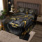 Löwe Bettüberwurf Wildtier Muster Steppdecke für Jungen Teenager Sparkle Stars Safari Tagesdecke 240x260cm Gold Schwarz Drucken Wohndecke Bettüberwurf 3St