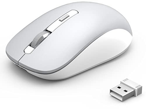 JOYACCESS Ratón inalámbrico Bluetooth J, mouse inalámbrico de triple modo para portátil (BT 5.0/3.0+2.4 GHz), mini ratones silenciosos para Mac OS, PC, MacBook, Android, Windows, color gris