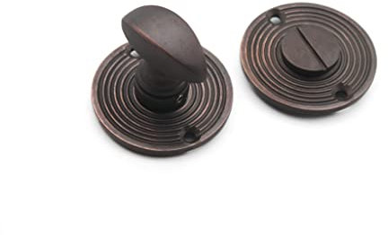 Infinity Decor Solid Brass Antique Beehive Bathroom Thumb Turn & Release Door Lock Set (Aged Bronze)