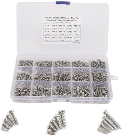 vis autoforeuse metal, 500 pièces vis autotaraudeuses, M2 M3 M4 vis, Tête Ronde Vis à bois Métal Fixations Tête à bride ronde champignon Attaches Vis Pour Matériel électronique, Machines