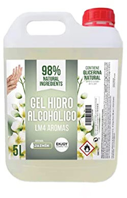 ENJOY COSMETICS - Gel Hidroalcohólico Aroma a Jazmín 5L | 70% Alcohol | Con Glicerina Natural | Para el Cuidado de la Piel | 98% Ingredientes Naturales | Ideal para Casa y Comercios