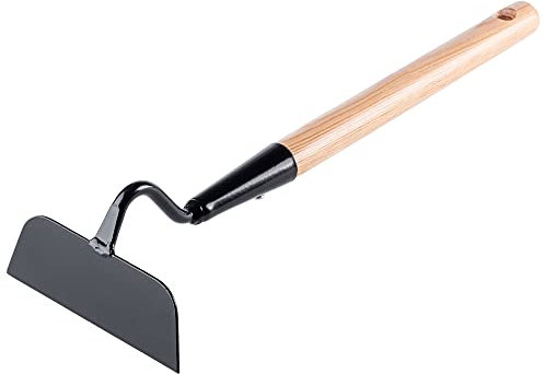 KADAX Piccola Zappa in Metallo, Zappa da Giardino con Un Gambo Corto, Doppia Zappa, Tagliere, Robusta Zappa combinata per Erba (Forma trapezoidale, Un Lato Unico)