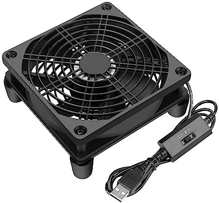 Qirssyn 120mm 5V USB Fan with Multi Speed Controller for Router Modem Receiver DVR Xbox TV Box Cooling