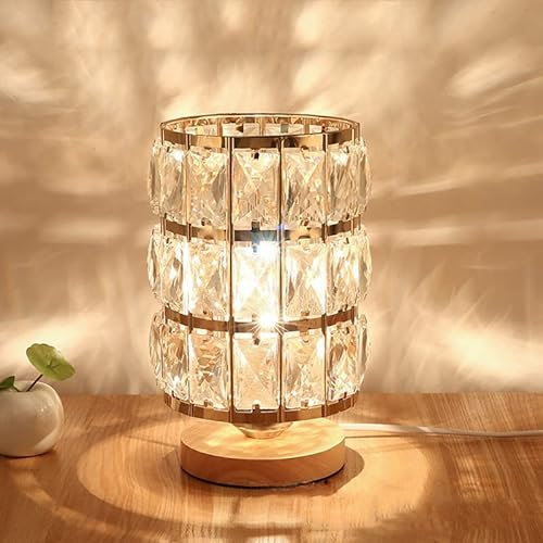 Mengjay Modern Tischlampe aus Metall und Glas,Kristall Nachttischlampe Schreibtischlampe,E27 Tischleuchte,für Schlafzimmer Studio Lesen,Ideal für Sehr gut geeignet im Wohnzimmer, Zimmer. (B)