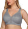 DotVol Women's Full Coverage Minimizer Bra Comfort Wirefree Non Padded Plus Size Everyday Bra(42DD, Grey)